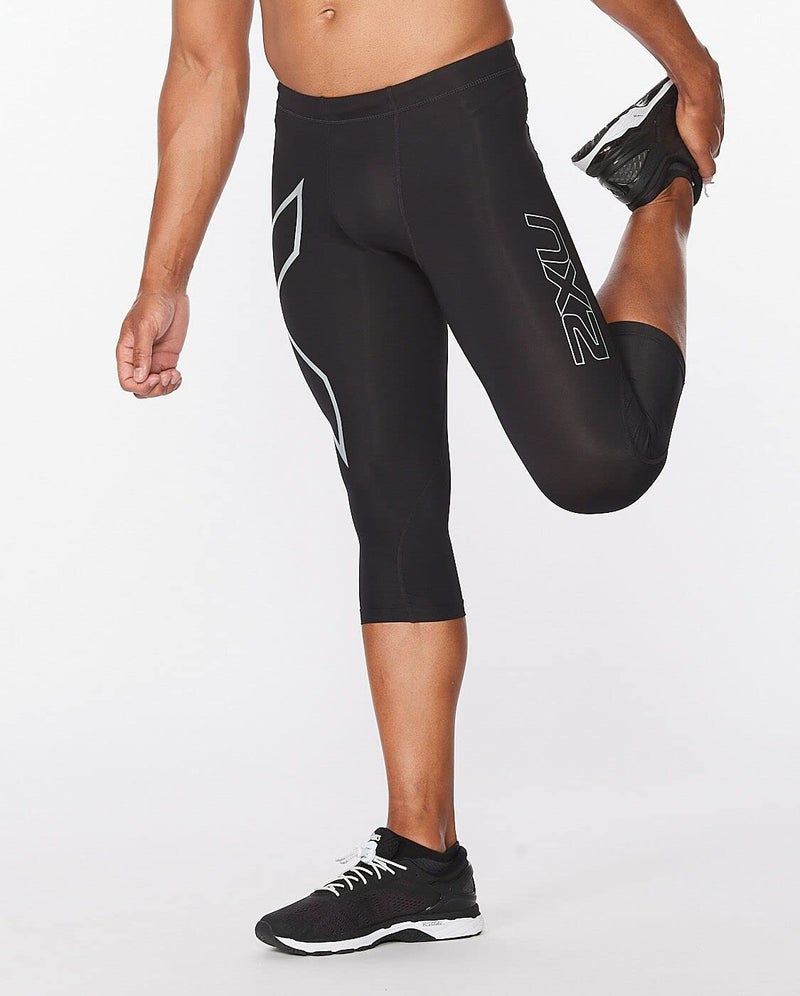 2XU Men's Core 3/4 Compression Tights, Black/Silver, Medium - Image 3